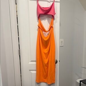 Pink and Orange Sleeveless Dress